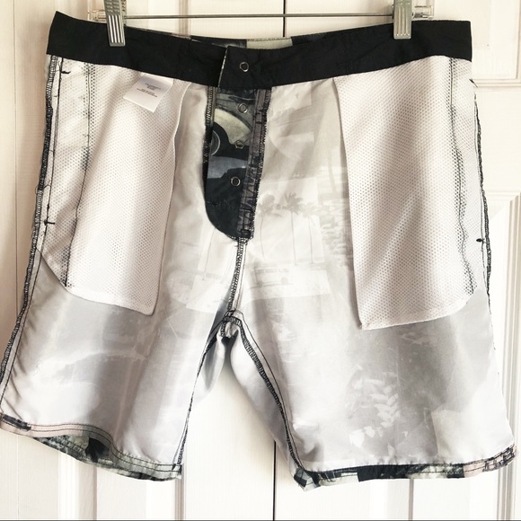 Adam Levine 70s Los Angeles California Collage Swim Trunks - Picture 12 of 16